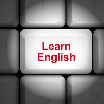Learning english concept with computer keyboard Illustrazione stock