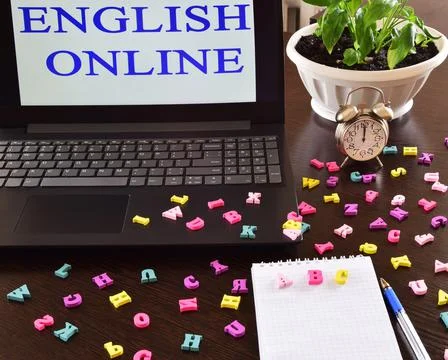 Learning English - an online program or textbook for learning English. Englis Foto stock