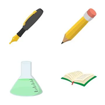 Learning essentials with school and science supplies concept Stock Illustration