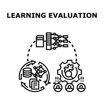 Learning evaluation process analyzing data and performance Stock Illustration