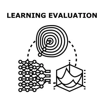 Learning evaluation process measuring performance and analytics Stockillustratie