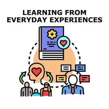 Learning from everyday experiences and knowledge exchange concept Stock Illustration