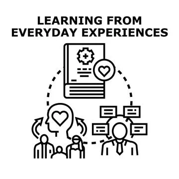 Learning from everyday experiences and knowledge exchange concept Stock Illustration