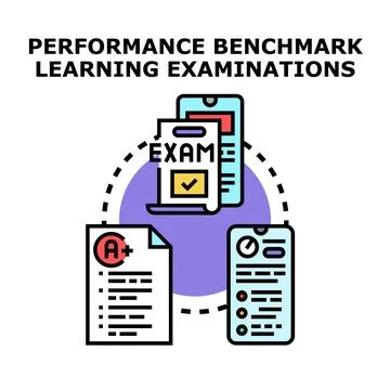 Learning examination process with benchmark performance results Stock Illustration