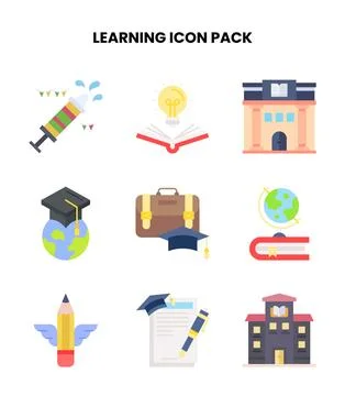 Learning Flat Design Icons Pack Stock Illustration