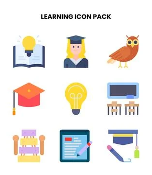 Learning Flat Design Icons Pack Illustrazione stock