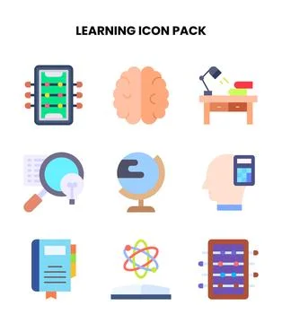 Learning Flat Graphics Icons Pack Stock Illustration