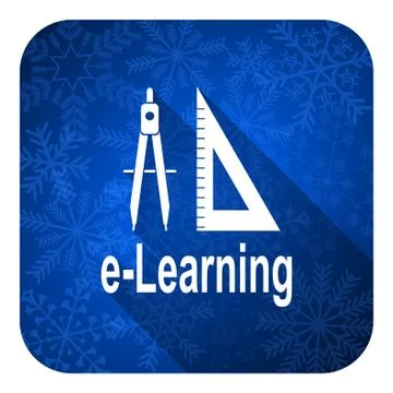 Learning flat icon, christmas button. Illustrazione stock