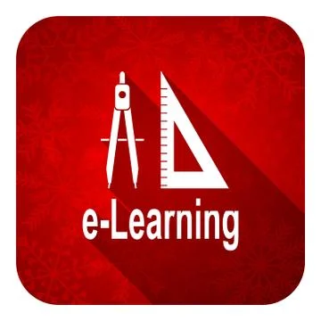 Learning flat icon, christmas button. Illustrazione stock