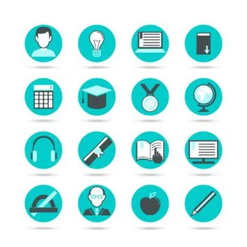 Learning Flat Icon Set Stock Illustration