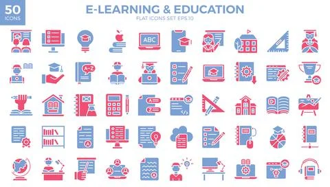 Learning flat icons set.The collection includes of business developments, 스톡 일러스트