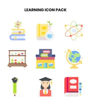 Learning Flat UI Icons Pack Stock Illustration