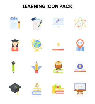 Learning Flat UI Icons Pack Ilustración de archivo