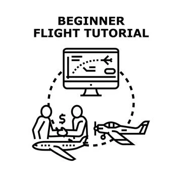 Learning flight tutorial for pilot education and training Stock Illustration