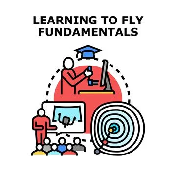 Learning to fly fundamentals concept development training Stock Illustration