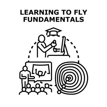 Learning to fly fundamentals concept development training Stock Illustration