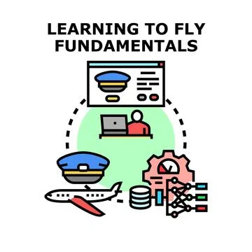 Learning flying fundamentals with modern aviation education Stock Illustration