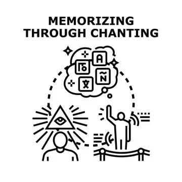 Learning foreign language skills through memorization and lecture Illustrazione stock
