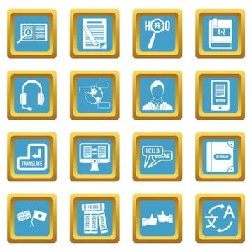 Learning foreign languages icons azure 스톡 일러스트