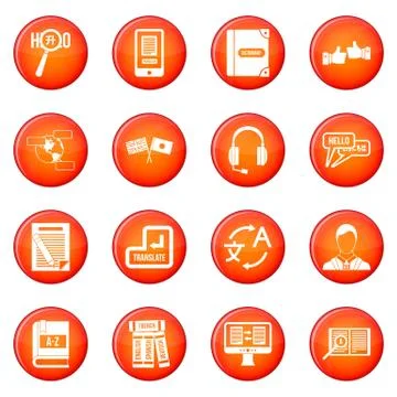 Learning foreign languages icons vector set Stock Illustration