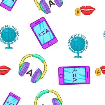 Learning foreign languages pattern, cartoon style Stock Illustration
