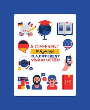 Learning foreign languages vector illustration with typography. Translation 스톡 일러스트