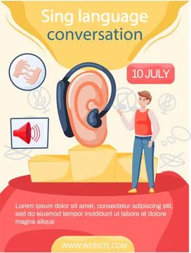 Learning foreign sign languages online. Webinar, language teaching group Stock Illustration