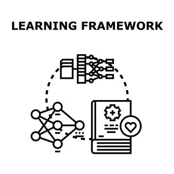 Learning framework concept with artificial neural network Stock Illustration