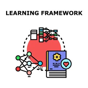 Learning framework concept with artificial neural network Illustrazione stock