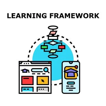 Learning framework illustrating online education process 스톡 일러스트