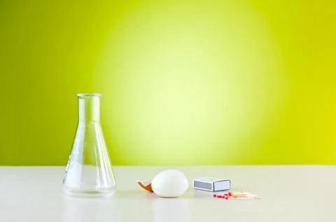 Learning by fun - egg and bottle experiment Stock Photos