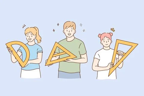 Learning geometry and school lifestyle concept Stock Illustration