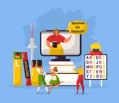 Learning german language in Germany education webpage template vector Stock Illustration