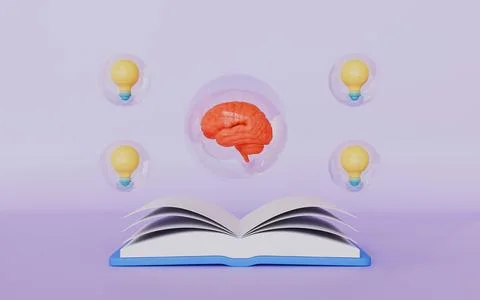 Learning to get a new idea, Brain and light bulbs, Brain development concept Stock Illustration