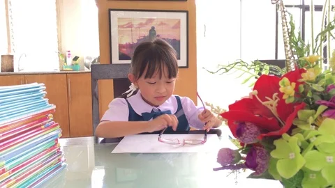 Learning girl Stock Footage 76008555