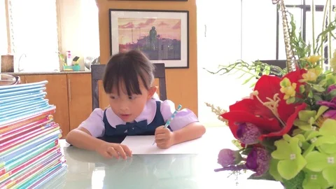 Learning girl Stock Footage 76008567