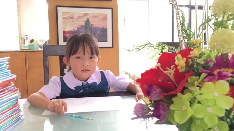 Learning girl Stock Footage 76008603