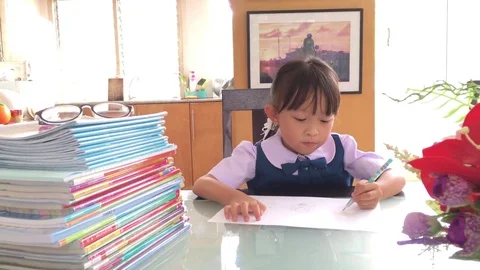 Learning girl Stock Footage 76008642