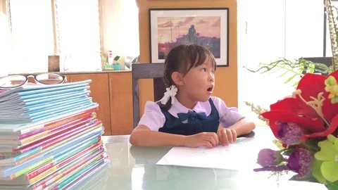 Learning girl Stock Footage 76008674