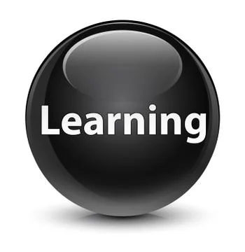 Learning glassy black round button Stockillustratie