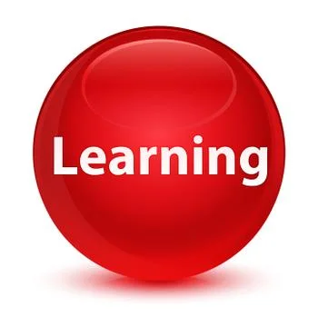Learning glassy red round button Stockillustratie
