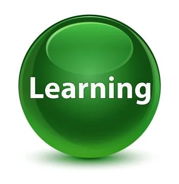 Learning glassy soft green round button Stockillustratie