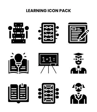 Learning Glyph Bundle Icons Pack イラスト素材