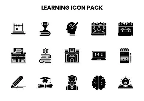 Learning Glyph Scalable Icons Pack Stock Illustration