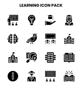 Learning Glyph Scalable Icons Pack Ilustração Stock