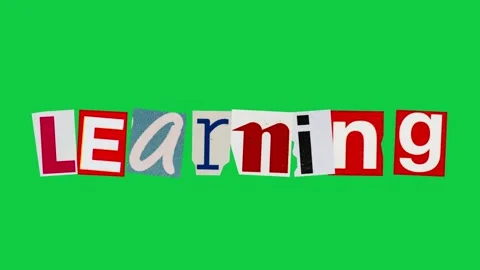 Learning graphic text paper cut Stop Motion, magazine collage, ransom note .. Stock Footage 336824038