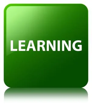 Learning green square button Stockillustratie