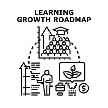 Learning growth roadmap advancing education development career Stock Illustration