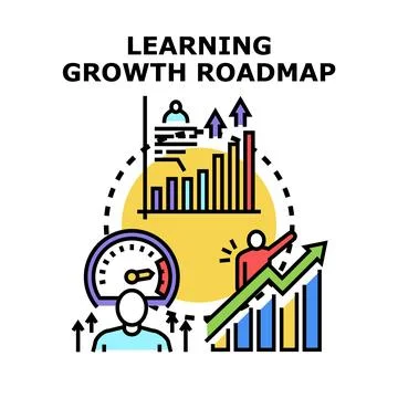 Learning growth roadmap with increasing progress and knowledge development Ilustración de archivo