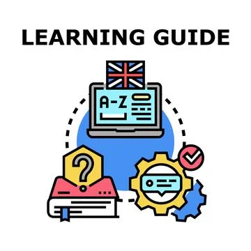 Learning guide for language education and skill development Stockillustratie